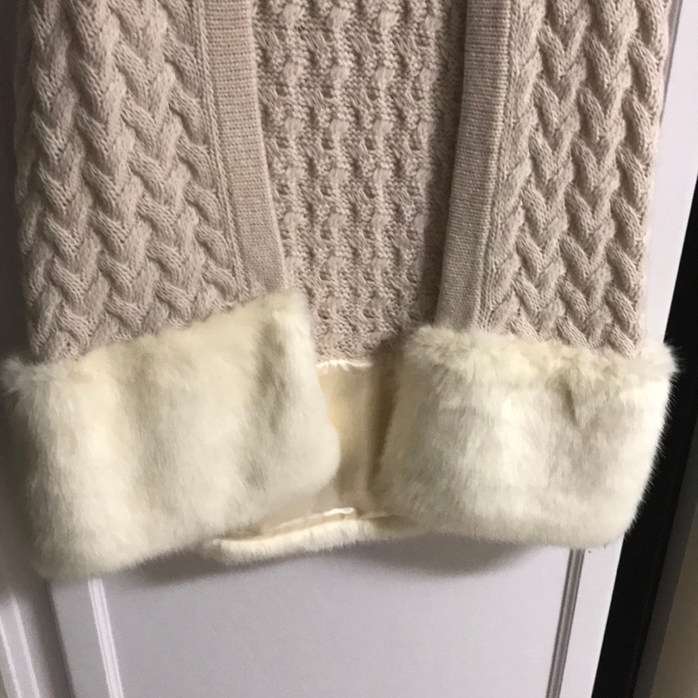 French Connection Beige Fur Cardigan Sweater S - Picture 4 of 6